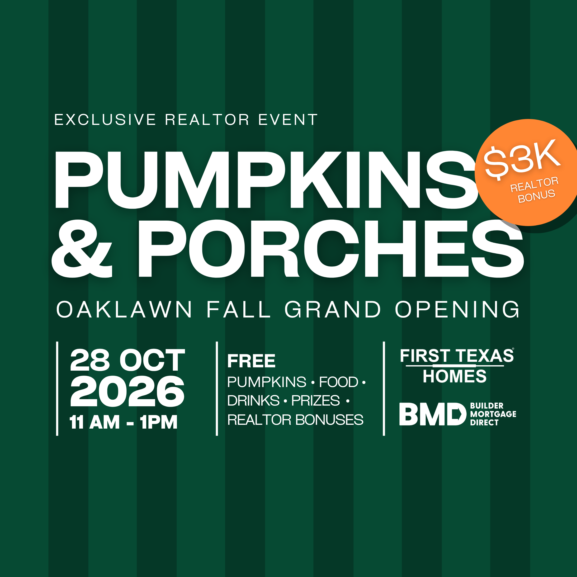 Oaklawn GRAND Opening - Pumpkins & Porches Invitation Flyer